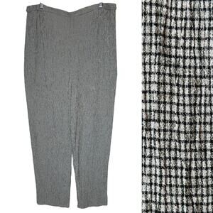 Eileen Fisher Woman Linen Blend Check Plaid Pull‎ On Pants size 1X